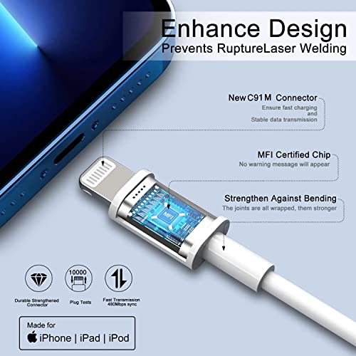 [Apple Mfi Certified] Short Iphone Charger 8Inch 5 Pack, Lightning To Usb Cable Fast Iphone Charging Cables High Speed Data Sync Transfer Cord For Iphone 14/13/12/11 Pro Max/Xr/Xs/X/8/7/6/Ipad/Airpods #TOP1