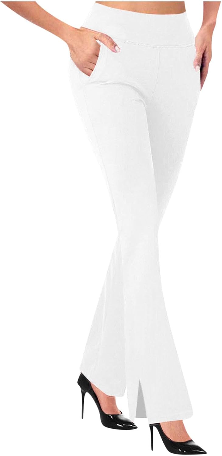 High Wasit Flare Leggings for Women with Pockets Casual Loose Fit Bootcut Yoga Pants Soft Work Bell Bottoms