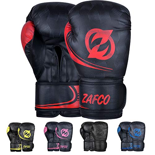 Zafco Boxing Gloves For Men & Women Training Pro Punching Heavy Bag Mitts Mma Muay Thai Sparring Kickboxing Gloves (Black/Red, 12Oz) #TOP11