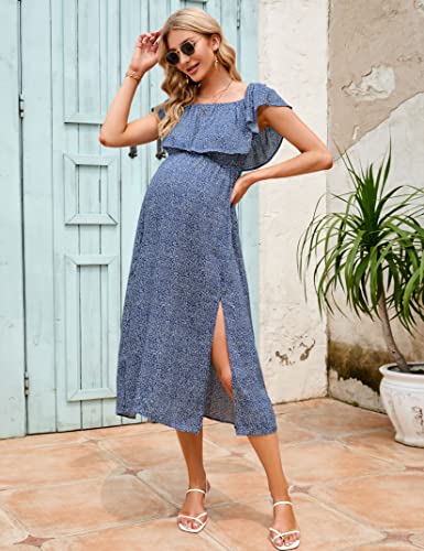 Image of Maternity Dress Women's Off Shoulder Split A Line Casual Maxi Dress Photography Dress for Babyshower