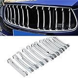 Front Grill Chrome Trim For Maserati Ghibli 2013 2014 2015 2016 2017 Parts Accessories Front Grille Decorative Garnish Trim Cover Car Styling 12PCS