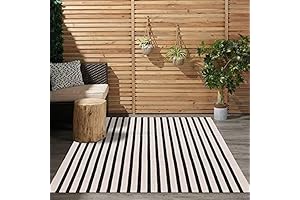 ALFOMBRAS DE PATIO EXTERIOR: Alfombra de rayas negras y blancas de LEEVAN