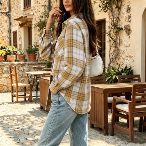 Plaid Tops for Women Gingham Button Down Casual Lightweight Shirt - image 5