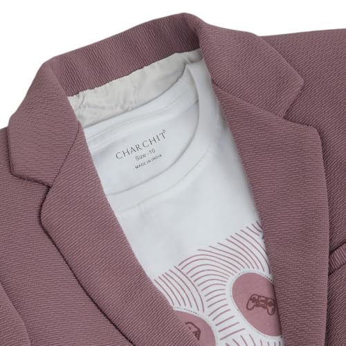 Image of CHARCHIT Boys Regular Fit Plain Blazer and T-Shirt