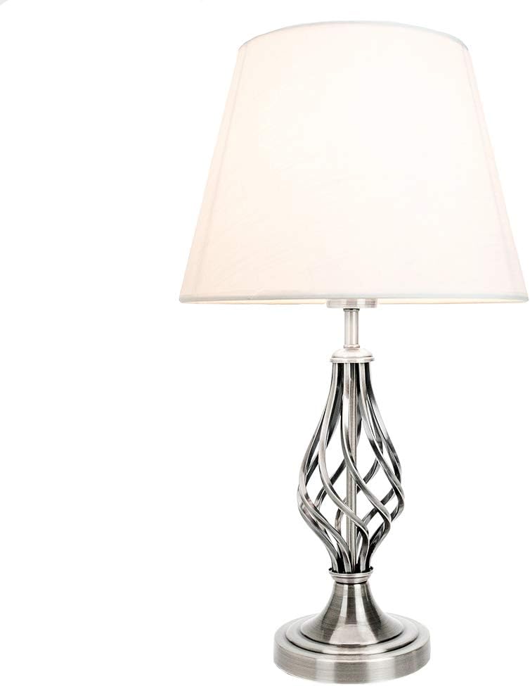Traditional Satin Nickel Table Lamp with Barley Twist Metal Base and