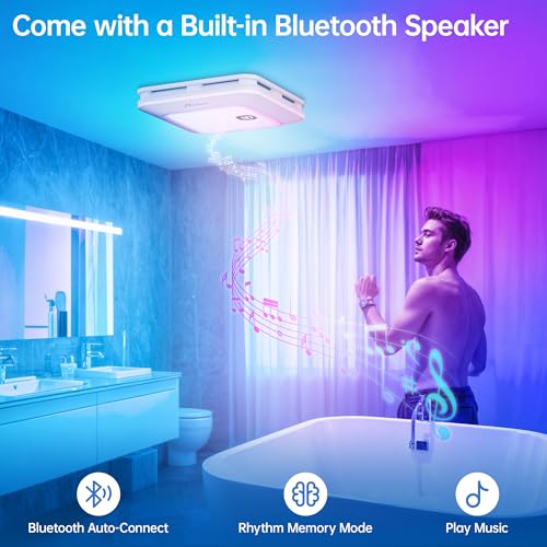 Image of Bathroom Exhaust Fan with Bluetooth Speaker & RGB Light, 230 CFM Ultra Quiet Ceiling Vent Fan with Remote, 3CCT Dimmable LED Light, 7 Color Mood Lighting, 1.0 Sone for Bathrooms up to 200 Sq.Ft