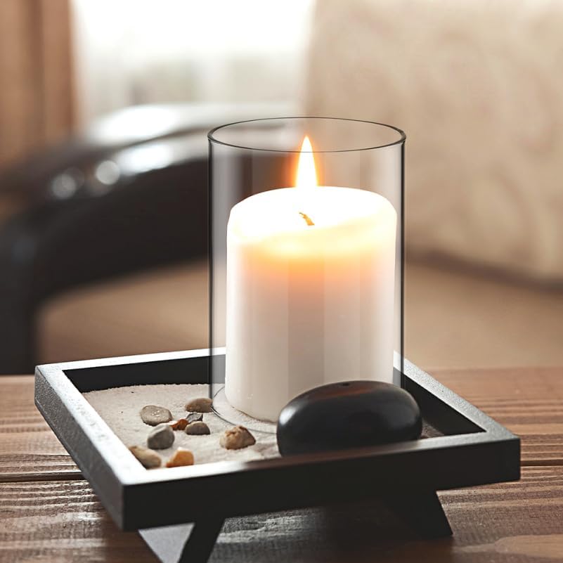 Amosfun 3Pcs Hurricane Candle Holder Sleeve Windproof Cylindrical Pillar Open Ended Candle Shade Chimney Tube Cover 3.94 X 2.76 Inch - Image 3