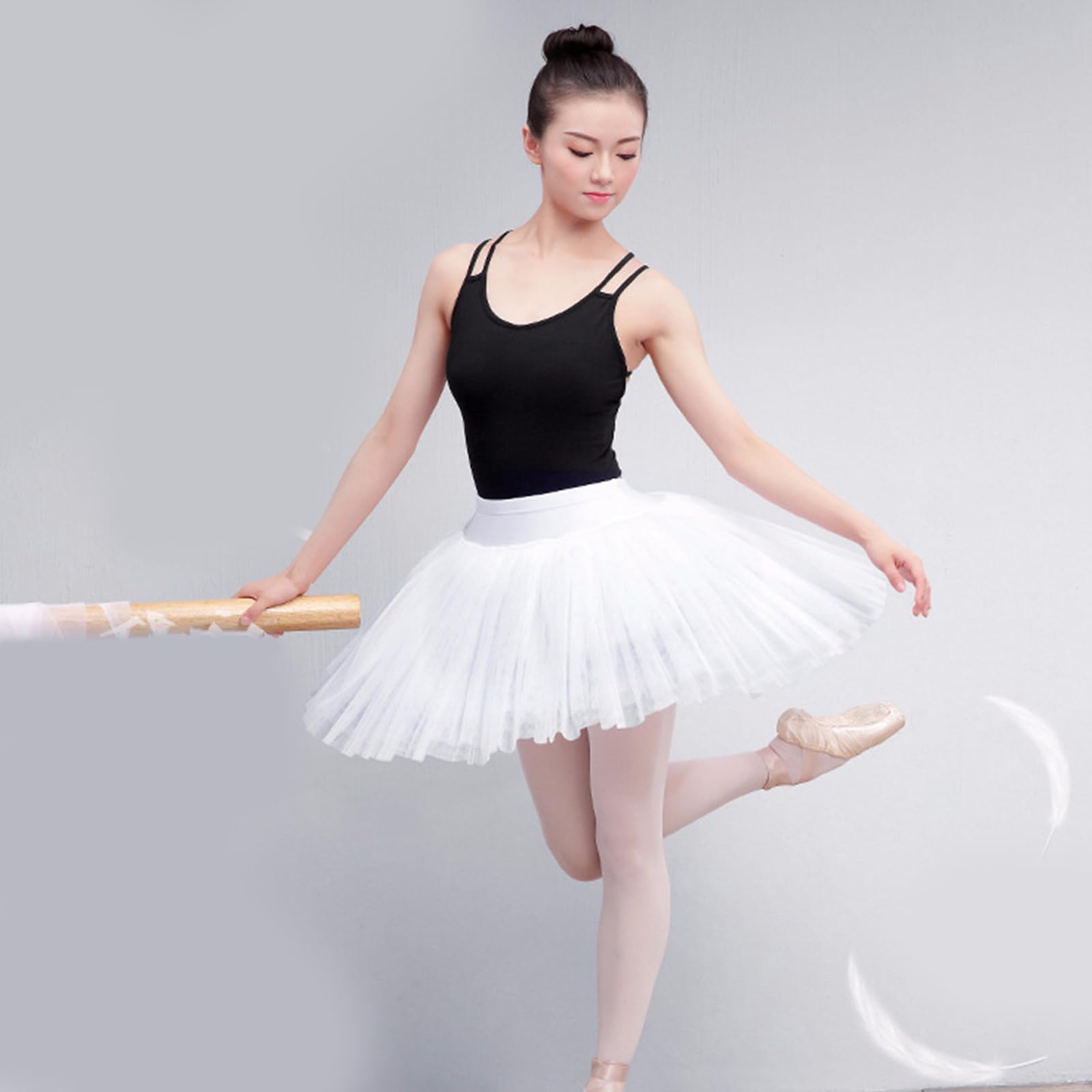 Falda tutú de tul con cintura elástica de 7 capas, falda de ballet para panqueques, bragas integradas para entusiastas del cosplay, falda tutú de panqueques, blanco, M