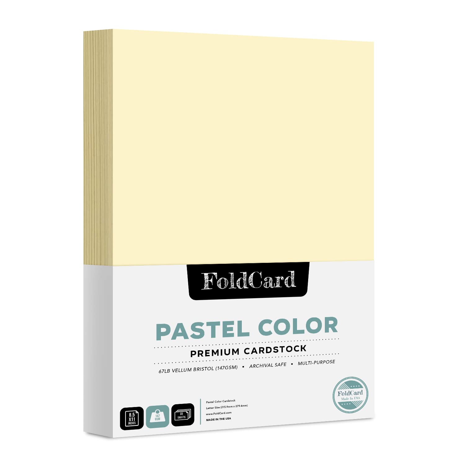 Ivory Pastel Color Cardstock Paper – Great for Arts & Crafts, Scrapbooking, Flyers, Posters | Medium Weight 67lb Vellum Bristol (147gsm) Cover Card