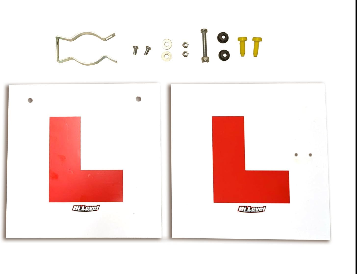 Rigid motorcycle L Plate Kit. Front & rear with fork leg mounting