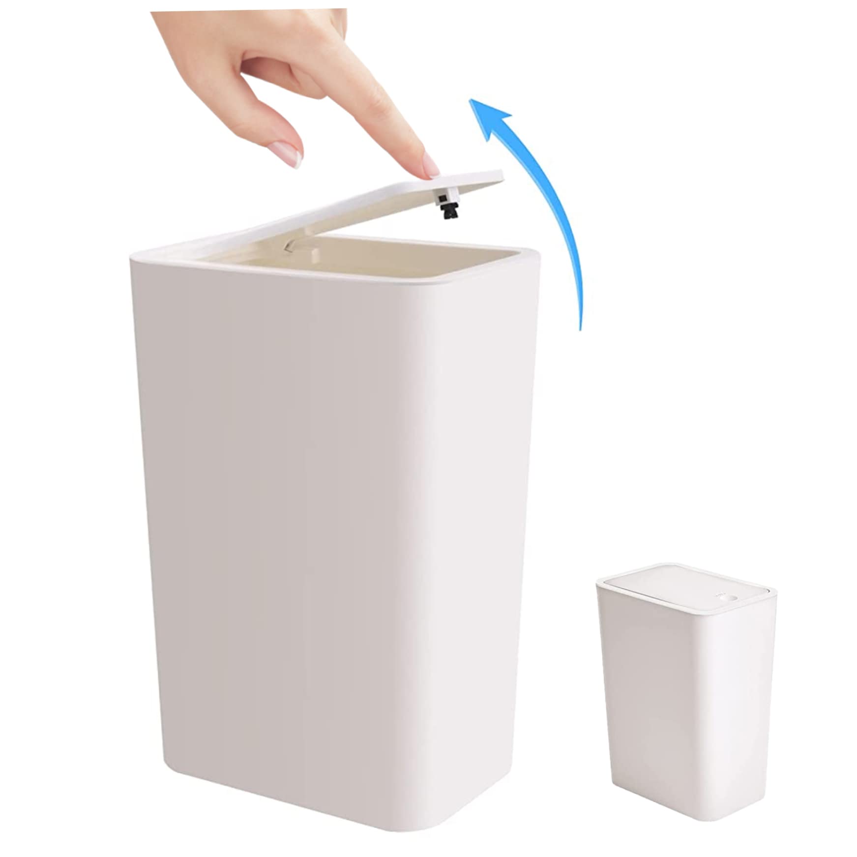 Poubelle de salle de bain 9,1 L blanche : un bac à déchets mince au design épuré