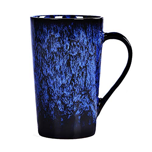 TOROC Ceramic Coffee Mug Porcelain Latte Tea Cup for Cappuccino Hot Cocoa Office and Home 135 Oz Dishwasher and Microwave Safe -ParentsCeramic Mug Giftkiln altered glaze craftblue