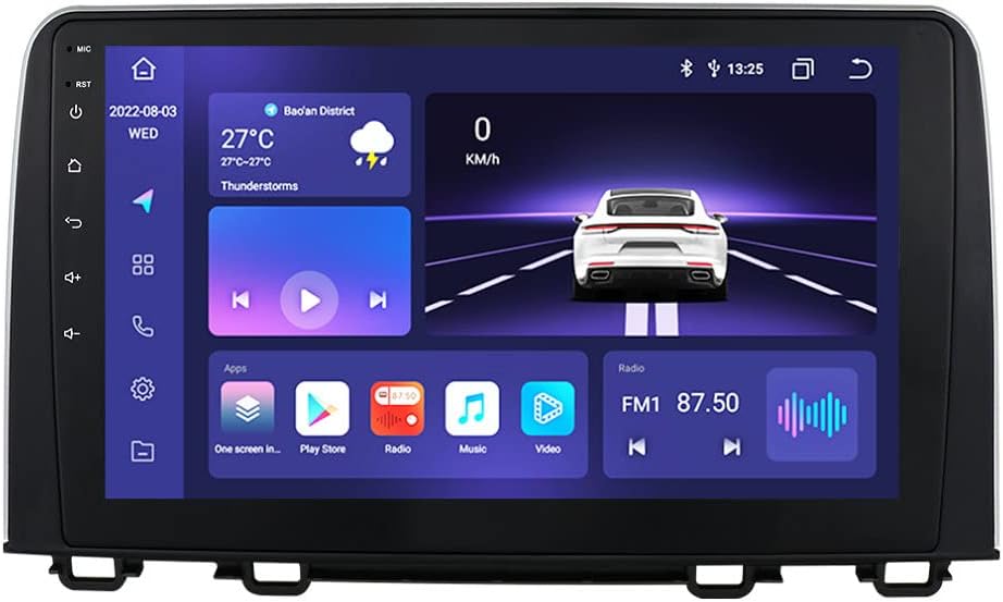 10.1 Inch HD Touchscreen Android 14 Stereo Car Radio for Honda CRV 2017-2021 Wireless Carplay | Android Auto 8-Core 4G+32G Weather Display WiFi GPS Navigation Bluetooth 5.0