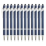 PASISIBICK 12 Pieces Blue Ballpoint Pen with Stylus Tip, 2 in 1 Stylus Stylish Pen, Premium Metal Stylus Pen for Touch Screens, Black Ink, 1.0 mm Medium Point.(12 PCS Blue)
