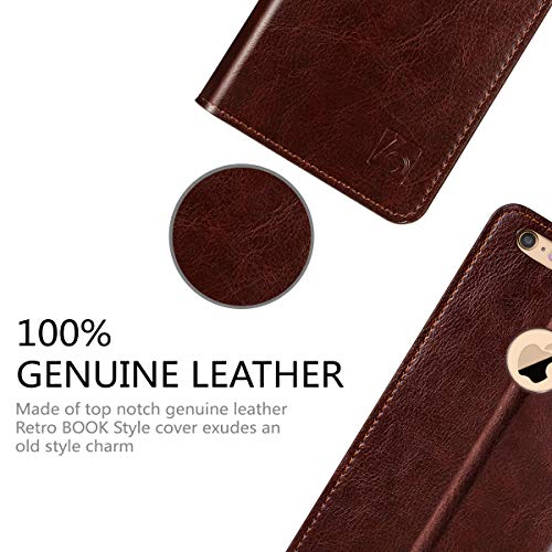 Belemay Iphone 6S Case, Iphone 6 Case, Genuine Leather Case Slim Wallet, Flip Folio Cover [Durable Soft Tpu Inner Case] Card Holder Slots, Kickstand, Cash Pocket Compatible Iphone 6S / Iphone 6, Brown #TOP6
