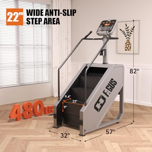 FAGUS H Stair Machine, Continuous Stepmill Stair Stepper with LED Screen, Commercial Grade Stair Climber Exercise Machine with 15 Resistance Levels, 660LBS, 15-164 Steps/Minute, Gray - Thumbnail 5