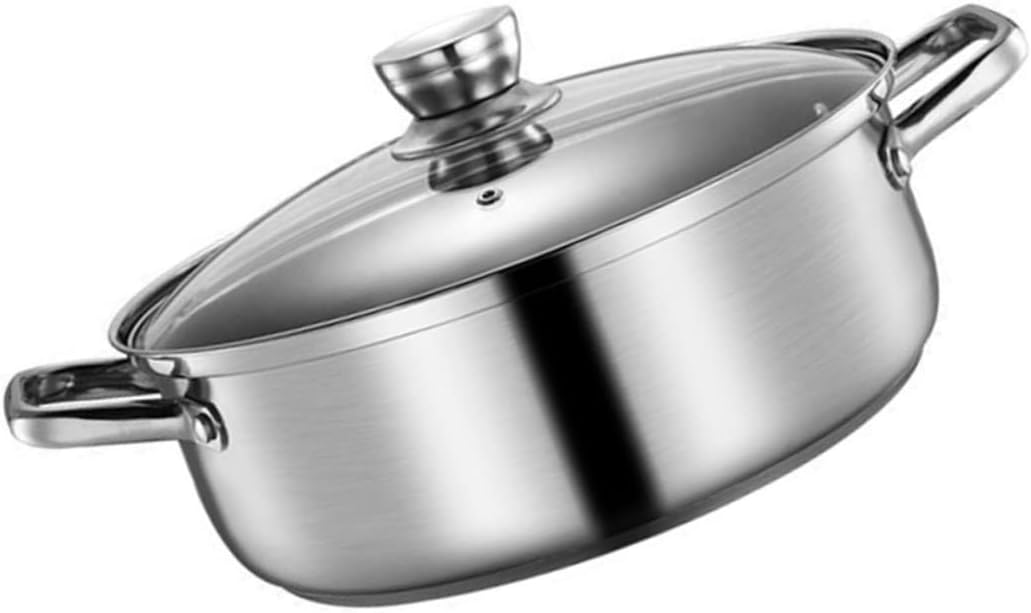 SECFOU Stainless Steel Dual Flavor Hot Pot Multifunctional Induction Cooker Pot for Home Cookware for Gatherings and Parties Includes Tempered Cover