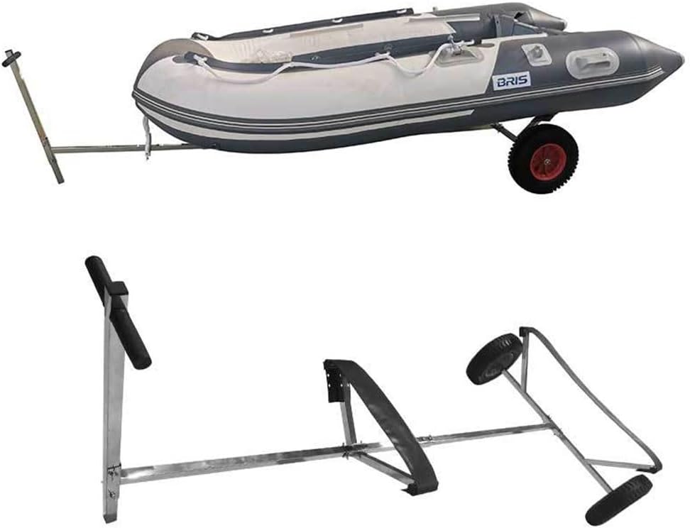 Boat Trailer Dolly, Stainless Steel Boat Launching Dolly for Inflatable, 600lbs Load Capacity, 15'' Pneumatic Tires & Nonslip Support Bracket, for Moving Kayak Motorboat Fishing Boat