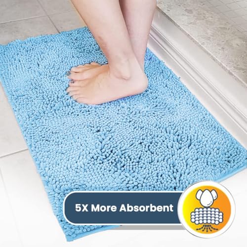 Muddy Mat® Shown on TV – Super Absorbent Door Mat Indoor, Microfiber Quick Dry Chenille Entryway Rug, Non-Slip Front Door Mat, Indoor Mats for Entryway, Machine Washable Pet Rug, Sky Blue 24"x36"