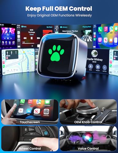 UNGY 2026 Adaptateur Carplay sans Fil, Mini Carplay sans Fil pour iPhone et Plus de 1k+ Voitures, Type-C/USB, Connexion Rapide Stable, Compatible avec iOS 12+/Android 11+et Autos à partir de 2016