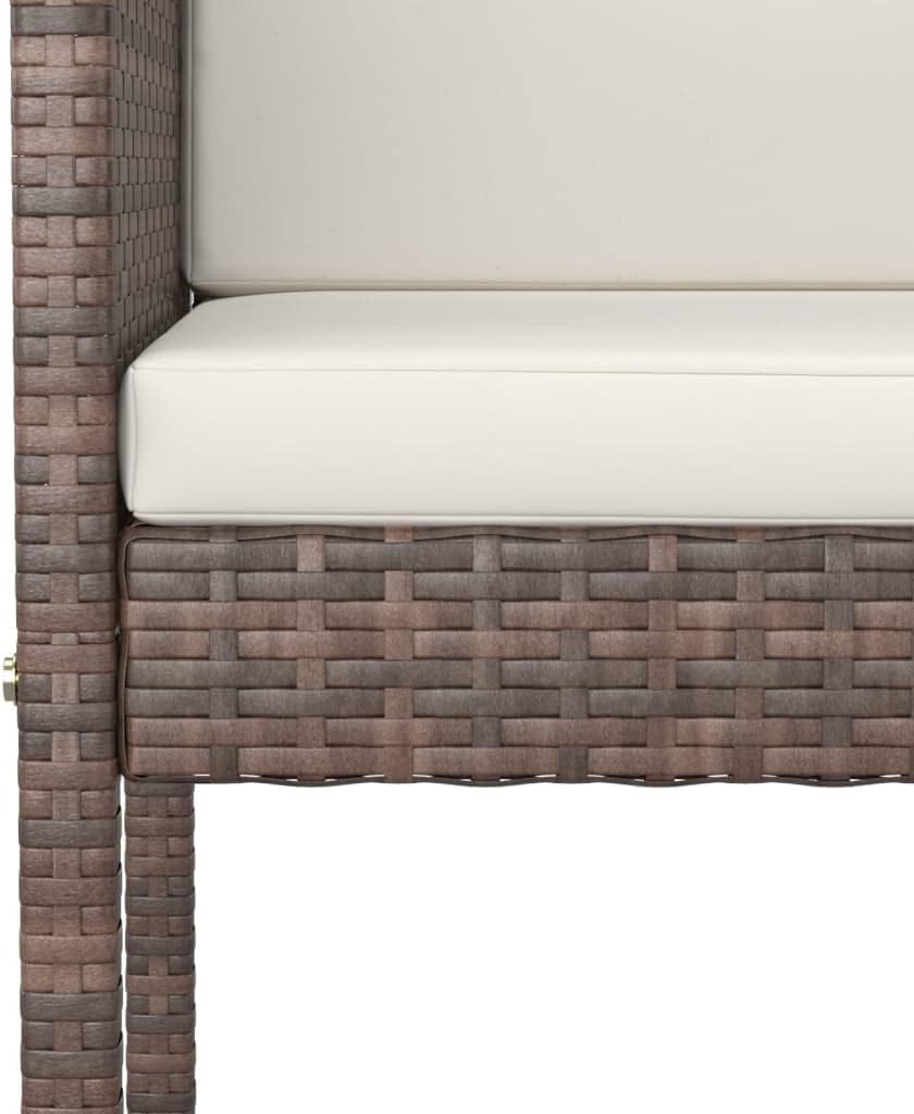 5 Piece Patio Bar Set, Outdoor Wicker Counter Height Table and Bar Stools, Bar Height Table Bistro Set with 4 Bar Chairs and Cushions, for Backyard, Poolside, Balcony, Brown