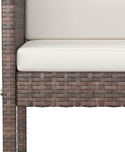 Miniatura 6 de Bar Stools 4 pcs with Cushions Brown Poly Rattan Dinning Room Chairs Lawn Sillas para Comedor Dining Table Chairs for Picnic Living Room Terrace