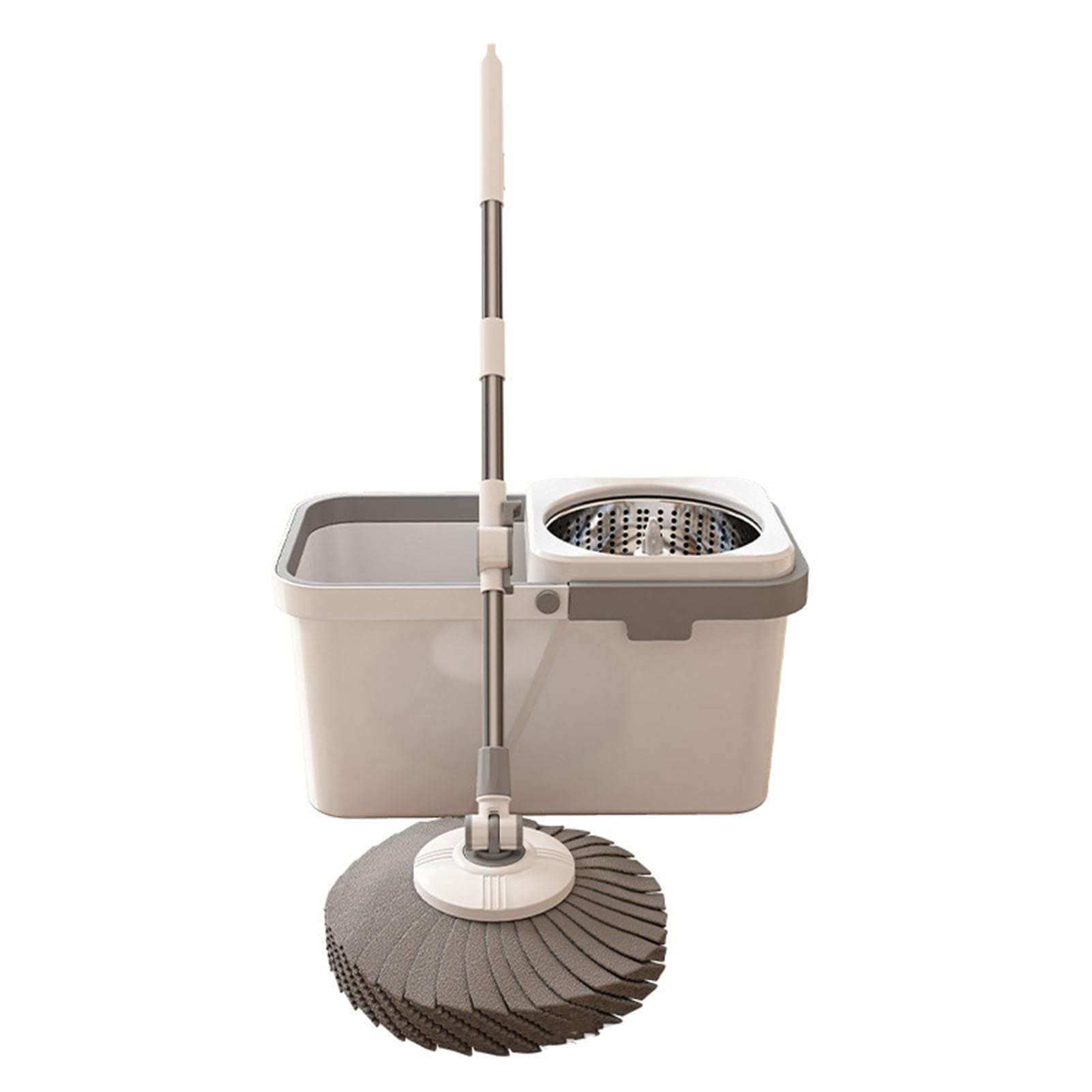 Juego mejorado de fregona y cubo giratorios, escurridor con manos libres | Trapeador de microfibra absorbente para pisos laminados de madera dura y baldosas, sistema de secado fácil