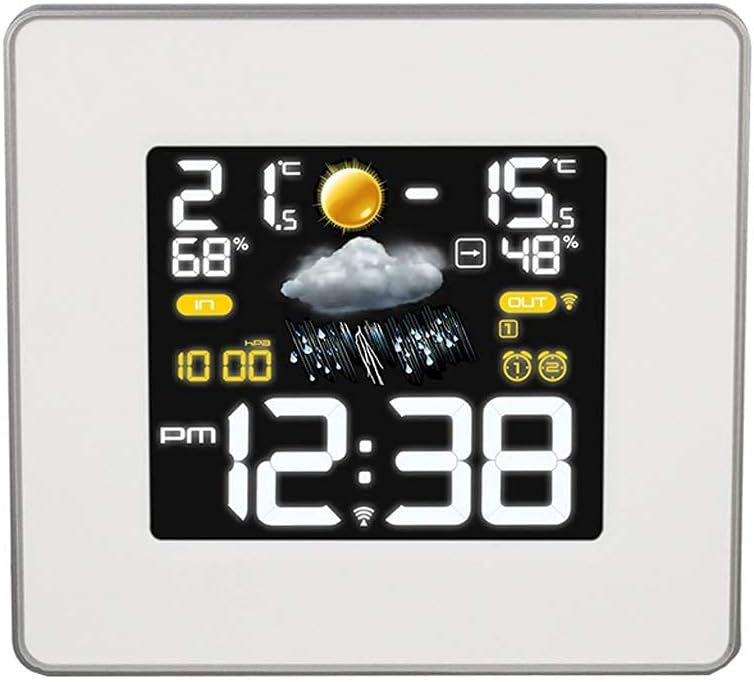 Weather Monitoring Clocks Weather Forecast Electronic Alarm Clock 4 Color Weather Mode Indoor And Outdoor Temperature And Humidity Display Weather Detection Clock