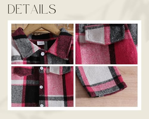 Image of Toddler Girl Clothes Plaid Long Sleeve Button Down Shirt Corduroy Overall Jumpsuit Girls Fall Winter Outfit Set