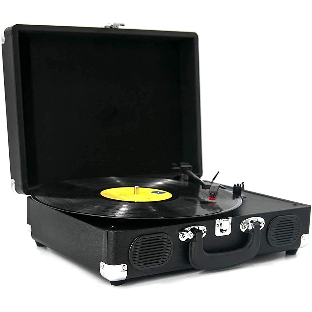 Gramofon, gramofon winylowy z 2 wbudowanymi głośnikami, przenośny odtwarzacz winylowy z 3 prędkościami, wyjście RCA, wejście AUX, nagrywarka z gniazdem słuchawkowym