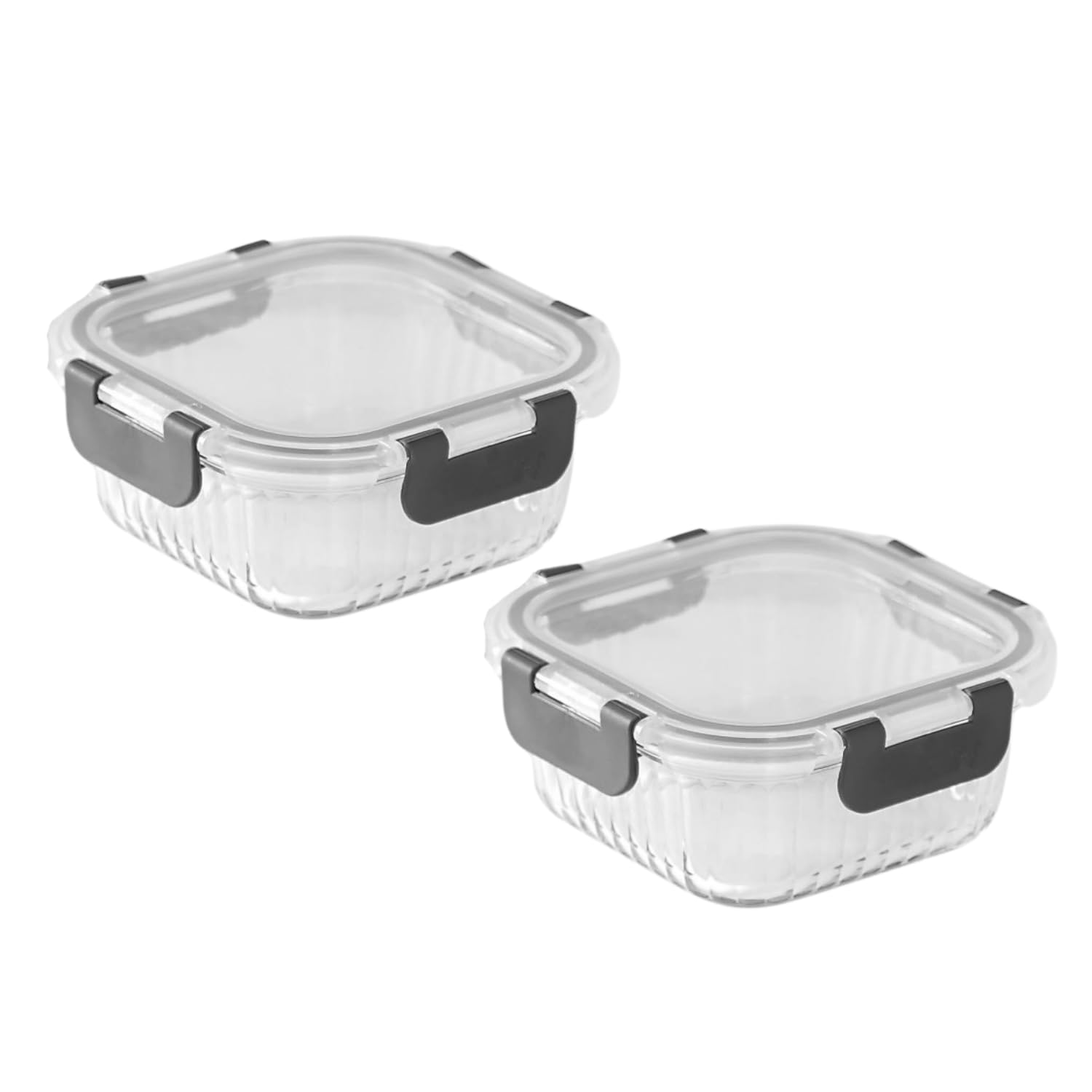 Nestasia Transparent Glass Lunch Box for Women and Men Set of 2 (500ml), Borosilicate, Microwave and Dishwasher Safe, Airtight and Leak-Proof Glass Containers with Safety Lock