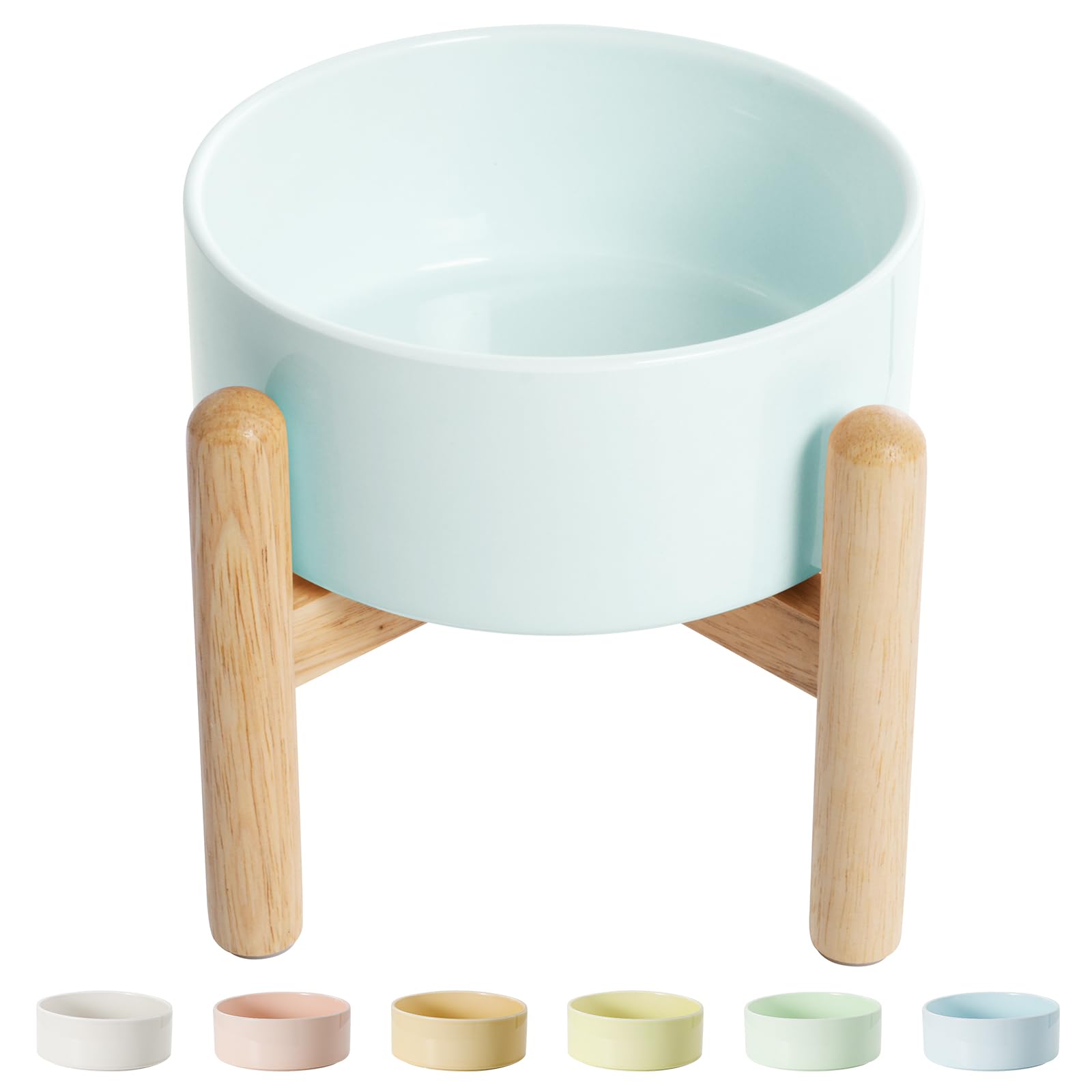 Ciotola Cane Rialzata In Ceramica Con Supporto Legno - Antiscivolo, Per Taglie Piccole/Medie, 650 Ml - Foto 6