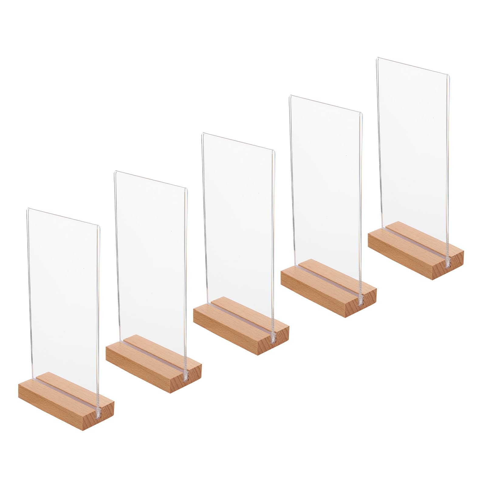 Présentoirs Acryliques Porte-menus avec Base Bois BESPORTBLE 5 Pcs