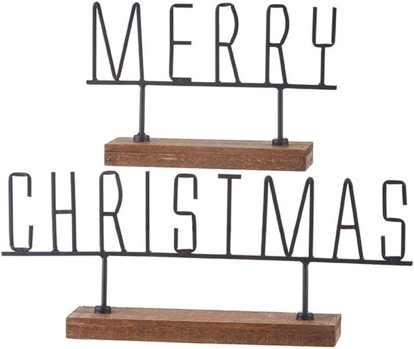 RAZ Imports Winter Botanicals 20.75" Merry Christmas Word Art, Set of 2