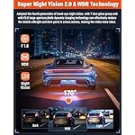 3 Channel Dash Cam,4K+1080P Dash Cam Front and Rear Inside, Dash Camera for Cars, Triple Car Camera with 32GB Card,Built-in G-Sensor, 2’’ IPS Display Car Camera,Loop Recording,24Hr Parking - Image 5