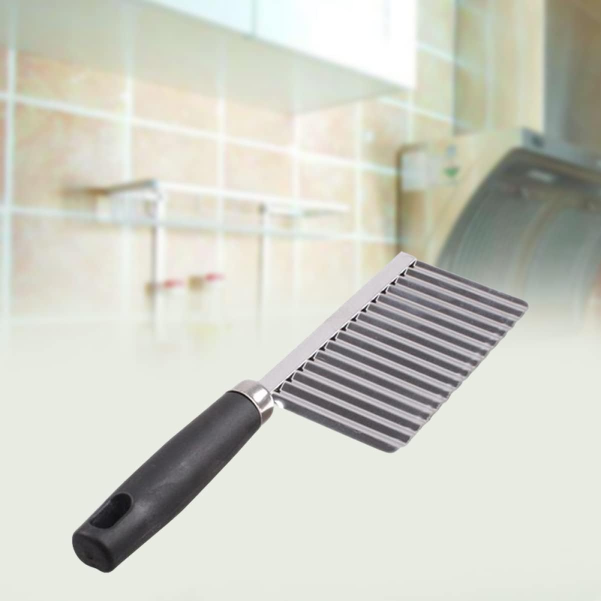UPKOCH Cutting French Chips Edged Vegetable Slicer for Fruit - Wavy Kitchen Fly Tools Waffle Tool Black Gadget Crinkle Cutters Steel Accessories Potato Cooking Stainless Peeler Slicing image 3