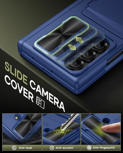 Image of for Samsung Galaxy Z Fold 7 Case Wallet, Built-in & Camera Cover & Card Holder & Hinge Protection & Screen Protector, Rugged Full Body Protective Phone Case for Galaxy Z Fold 7 2025, Blue