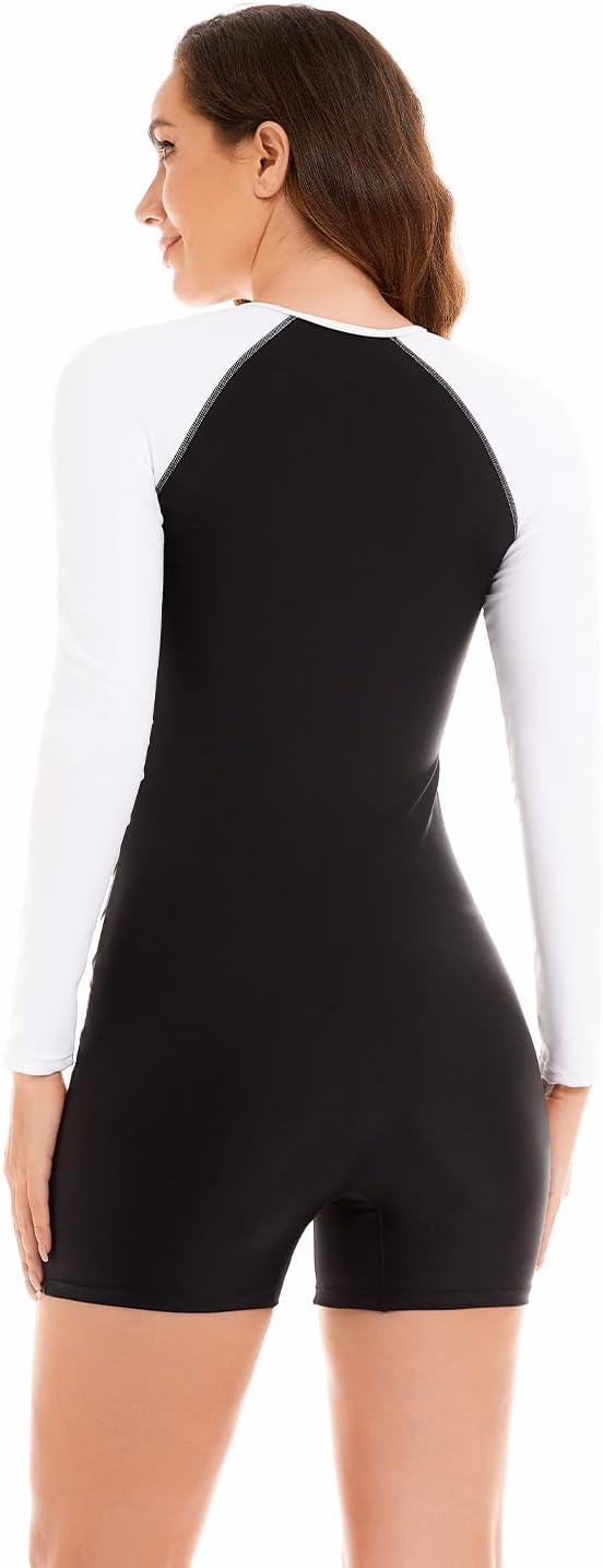 NESY Womens Rash Guard Swimsuit Boyleg Long Sleeve One Piece Bathing Suit UPF 50 Zipper Surfing Wetsuit Athletic Swimwear - Image 6