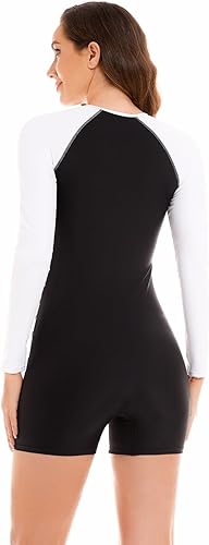 Miniatura 7 de NESY Traje de baño de una pieza de manga larga para mujer, con protección solar UPF 50, con cremallera, para surfear, traje de baño atlético