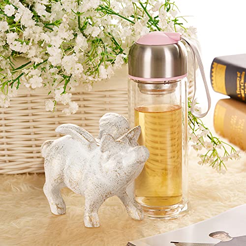 Sungmor 2Pc Small Hog Heaven Flying Pig Statues, Cast Iron Animal Angel Figurine, Garden Patio Yard Outdoor Decorative Statues, Home Office Store Desktop Paperweight, Indoor Shelf Display Ornaments #TOP1