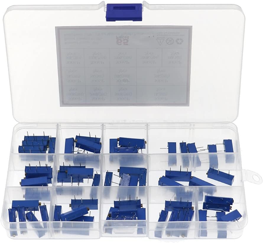 65pcs/lot 3006P series 100R 500R 1K 2K 5K 10K 20K 50K 100K 500K multi-turn potentiometer 10K Variable resistors With box set