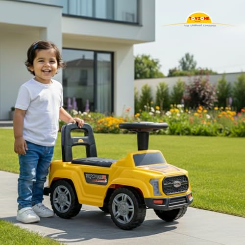 Image of Toy Zone Raptor Baby Ride On Car for Kids, Toddlers Push Ride Baby Kids Car with Backrest, Push Ride On Toy Jeep with Music & LED Light, Under Seat Storage, 2 to 5 Years (Yellow)