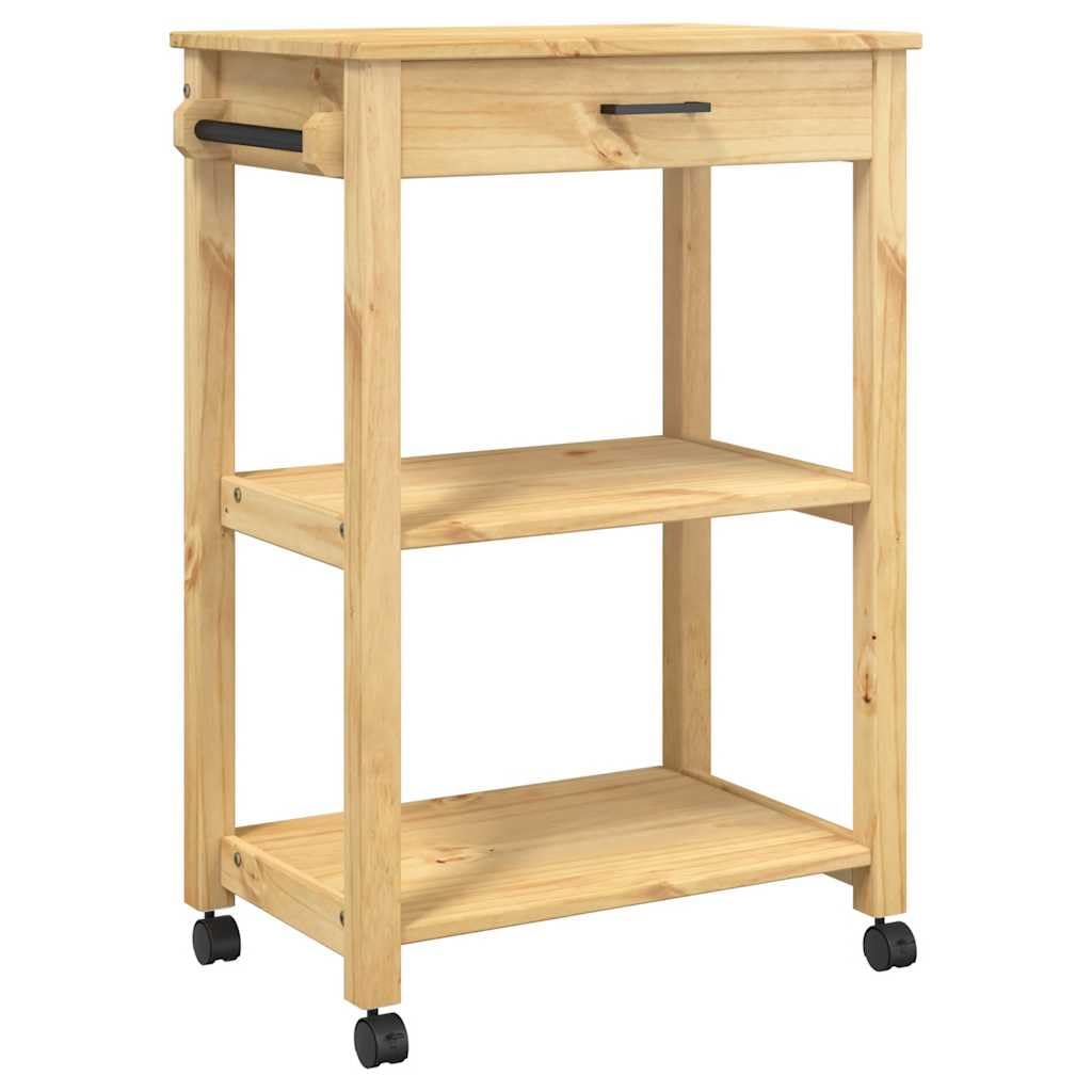 vidaXL Küchenwagen, Servierwagen mit viel Stauraum, Beistellwagen für Küche Wohnzimmer Badezimmer, Trolley Küche Küchenregal Gemüsewagen, Massivholz Kiefer