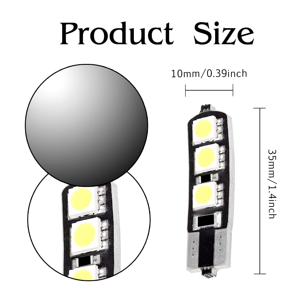 OtpOutopa Guage Cluster Speedometer Light Bulbs Super Bright 194 192 168 2825 2827 921 LED Bulbs T10 5050 6SMD Led Dashboard Dash Cluster Speedmeter Instrument Panel LED Light Bulbs (White,4PCS)