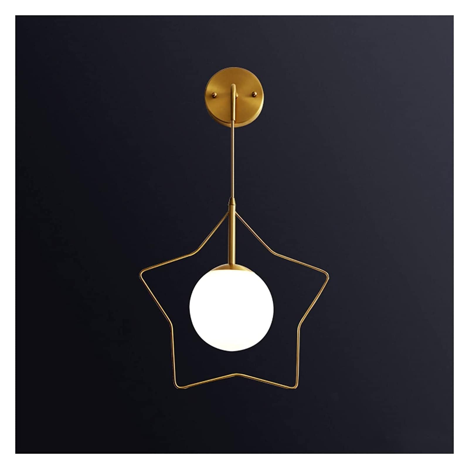 ZTCHSENZT Wall Lamp Light Creative Living Room Star with Round Glass Lampshade Bedroom Bedside All Copper Wall Mount Lamps Simple Aisle Staircase E27 Wall Light,2PACK