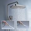 Lefton Temperature Display Shower Set with Dual Shower Head, Waterfall Shower Faucet Set with Spray Gun, 4-in-1 Control System, Adjustable Water Outlet Modes and Hot & Cold Water, Grey, SST2202-2