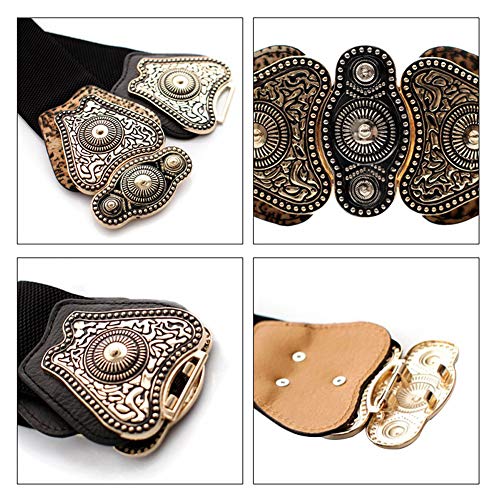 Women's Wide Stretch Elastic Waist Cinch Belt Fashion Vintage Metal Buckle Dress Belt Christmas #TOP3