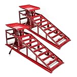 1 Pair Car Ramps Vehicle Ramp Hydraulic Lifting Jack, 2 Ton Tonne Adjustable Height Heavy Duty Garage Workshop Tool Red