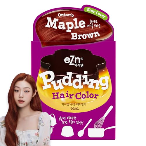 eZn Pudding Hair Dye Ammonia Free Semi-Permanent Self Hair Dye DIY Kit included contain Keratin Made in Korea Beauty (Ontario Maple Brown)