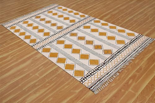 Carpette lavable en coton faite à la main 152x213 cm solution sol propre buanderie